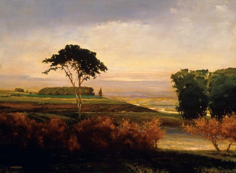 Distant Valley Black Ornate Wood Framed Art Print with Double Matting by Lovelace, Kent