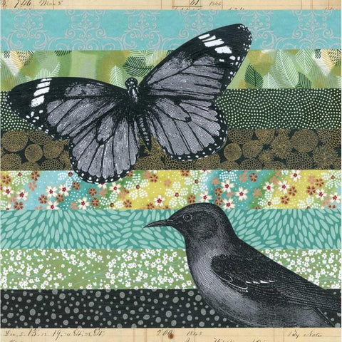 Bookplate II Black Modern Wood Framed Art Print with Double Matting by Mueller, Andrea