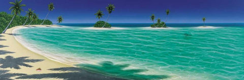 Island Hopping White Modern Wood Framed Art Print with Double Matting by Mackin, Dan