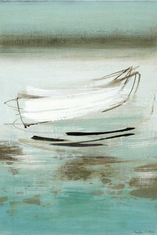 Canoe White Modern Wood Framed Art Print with Double Matting by McAlpine, Heather