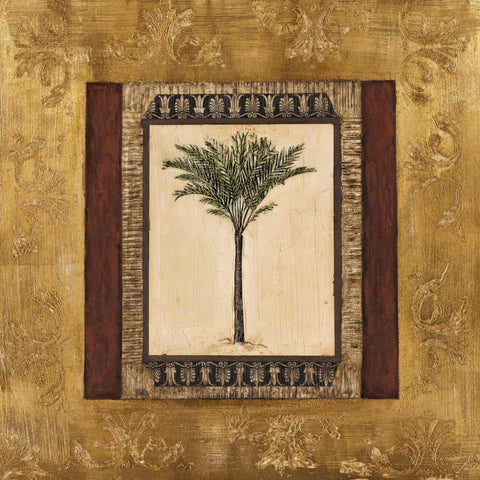 Stately Palm I Black Ornate Wood Framed Art Print with Double Matting by Mindeli