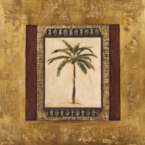 Stately Palm II Black Modern Wood Framed Art Print with Double Matting by Mindeli