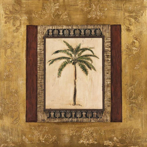 Stately Palm II Gold Ornate Wood Framed Art Print with Double Matting by Mindeli