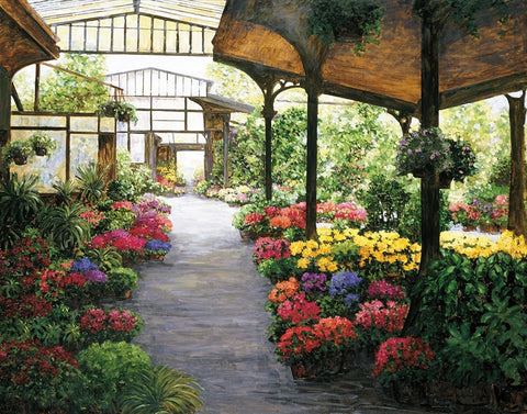 Paris Flower Market I Black Ornate Wood Framed Art Print with Double Matting by Masdeu, Montserrat