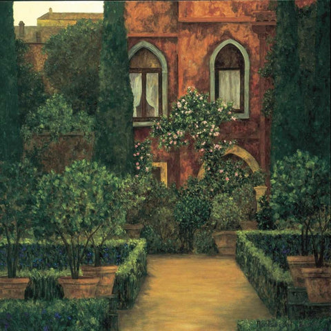 Jardin Verona Black Ornate Wood Framed Art Print with Double Matting by Masdeu, Montserrat