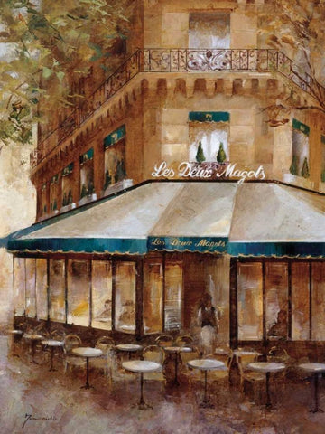 Cafe de Paris I Black Ornate Wood Framed Art Print with Double Matting by Martin, Noemi