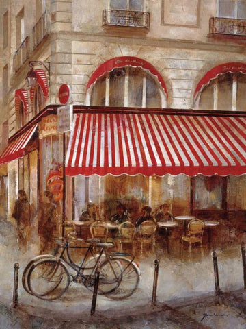 Cafe de Paris II White Modern Wood Framed Art Print with Double Matting by Martin, Noemi