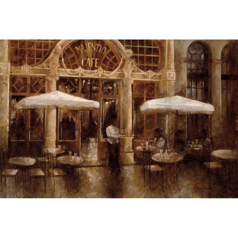 Majestic Cafe Gold Ornate Wood Framed Art Print with Double Matting by Martin, Noemi