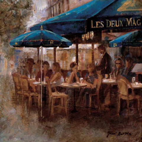 Les Deux Magots Gold Ornate Wood Framed Art Print with Double Matting by Martin, Noemi