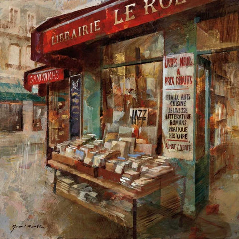 Librairie Paris White Modern Wood Framed Art Print by Martin, Noemi