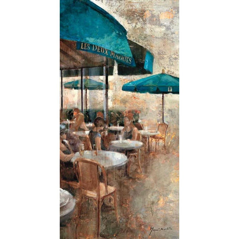 Terraza Cafe Les Deux Magots Gold Ornate Wood Framed Art Print with Double Matting by Martin, Noemi