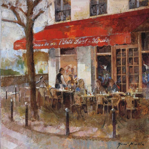 Cafe Saint-Louis White Modern Wood Framed Art Print with Double Matting by Martin, Noemi