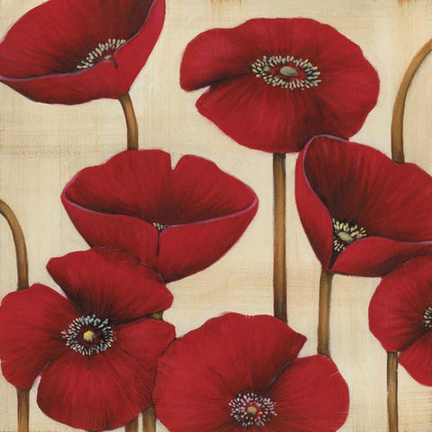 Bouquet Rouge Black Ornate Wood Framed Art Print with Double Matting by MAJA