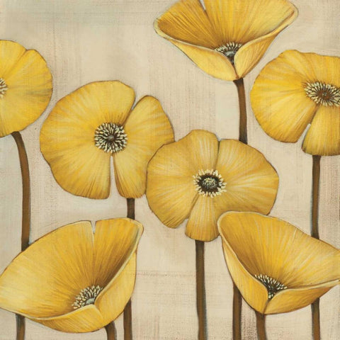 Bouquet Jaune Gold Ornate Wood Framed Art Print with Double Matting by MAJA