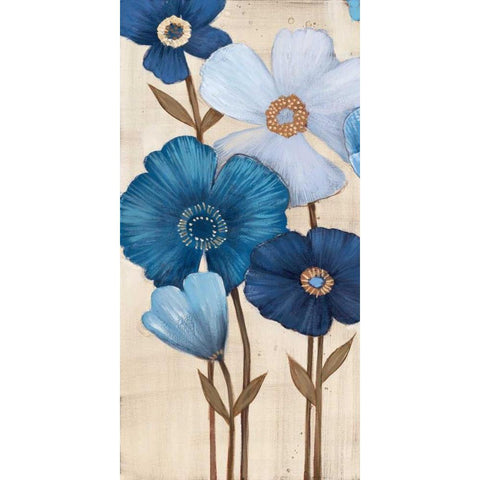 Fleurs Bleues I Black Modern Wood Framed Art Print with Double Matting by MAJA