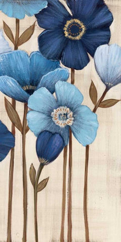 Fleurs Bleues II Black Ornate Wood Framed Art Print with Double Matting by MAJA