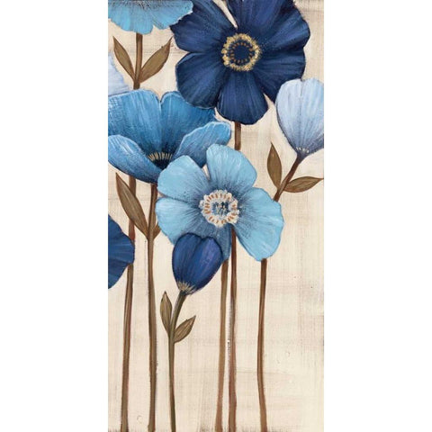 Fleurs Bleues II Black Modern Wood Framed Art Print with Double Matting by MAJA