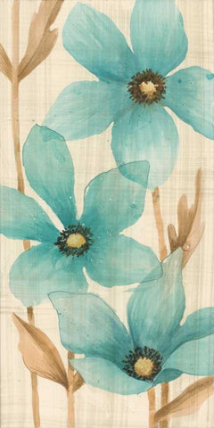 Waterflowers I Black Ornate Wood Framed Art Print with Double Matting by MAJA