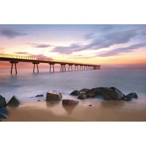 The Pier Black Modern Wood Framed Art Print with Double Matting by Mora, Sergi