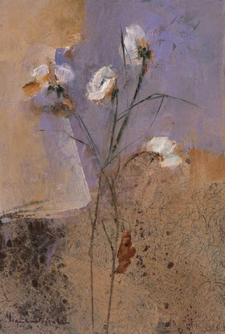 Flowers of June Series I White Modern Wood Framed Art Print with Double Matting by Nicolau, Miquela