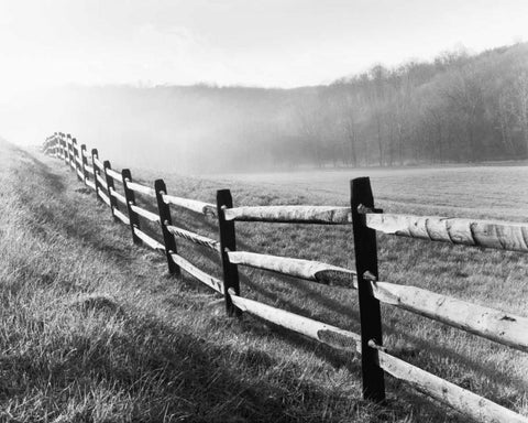 Vanishing Fence White Modern Wood Framed Art Print with Double Matting by Nagler, Monte