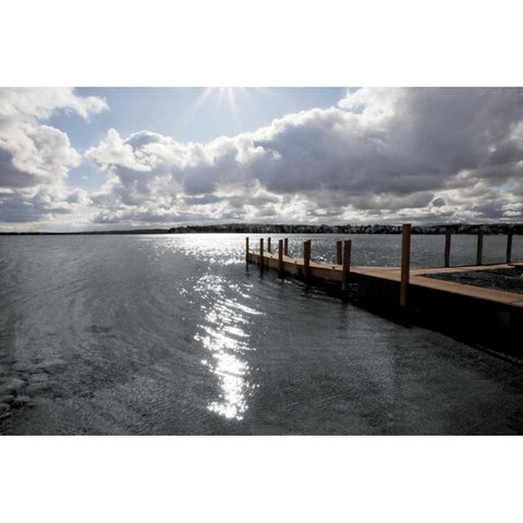 Sunrise at Crooked Lake  Black Modern Wood Framed Art Print with Double Matting by Nagler, Monte