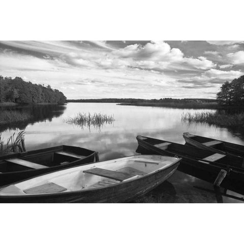 Four Boats at Sunset Gold Ornate Wood Framed Art Print with Double Matting by Nagler, Monte