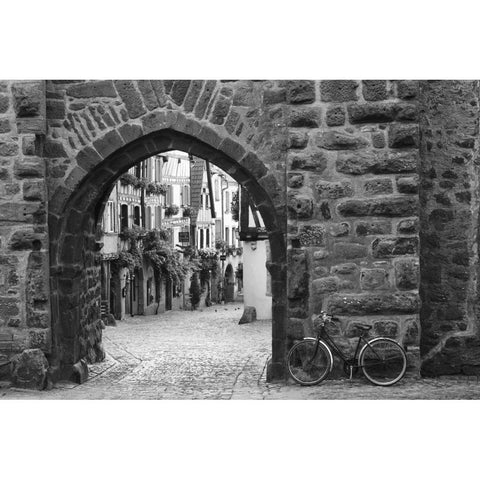 Bicycle of Riquewihr White Modern Wood Framed Art Print by Nagler, Monte