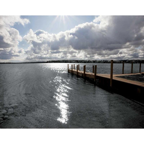 Sunrise at Crooked Lake White Modern Wood Framed Art Print by Nagler, Monte