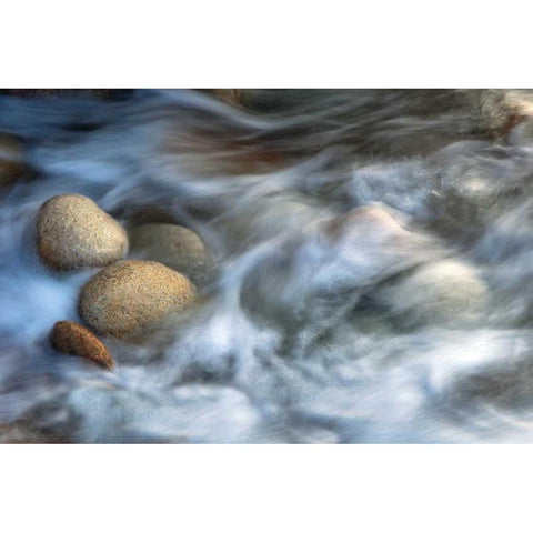 Stones and Waves Black Modern Wood Framed Art Print with Double Matting by Ortega, Xavier