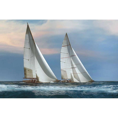 The Chase Black Modern Wood Framed Art Print by Ortega, Xavier