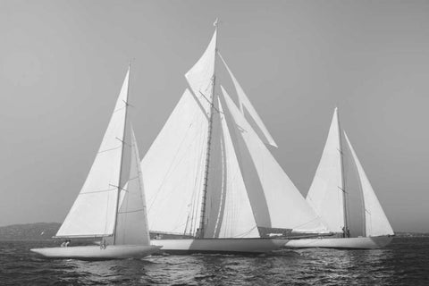 Sailing Together White Modern Wood Framed Art Print with Double Matting by Ortega, Xavier