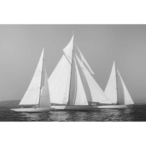 Sailing Together Black Modern Wood Framed Art Print with Double Matting by Ortega, Xavier