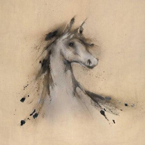 Horse Play I White Modern Wood Framed Art Print by Prior, J.P.