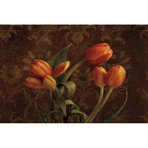 Fleur de lis Tulips Black Modern Wood Framed Art Print with Double Matting by Pahl, Janel