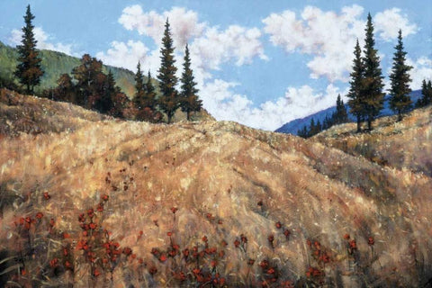 Beyond the Hill Black Ornate Wood Framed Art Print with Double Matting by Pryce, Martin