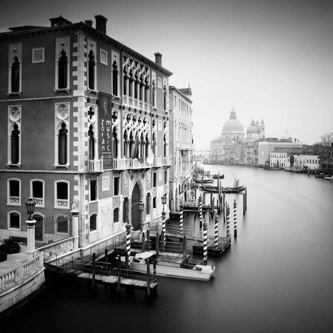 Canal Grande I Black Modern Wood Framed Art Print with Double Matting by Papiorek, Nina