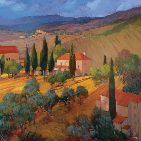 Coral Sunset Tuscany Gold Ornate Wood Framed Art Print with Double Matting by Craig, Philip