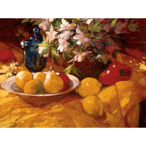 Still Life and Pears Gold Ornate Wood Framed Art Print with Double Matting by Craig, Philip