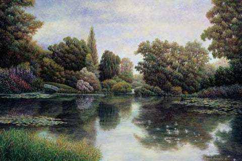 Tranquil Waters White Modern Wood Framed Art Print with Double Matting by Howells, David