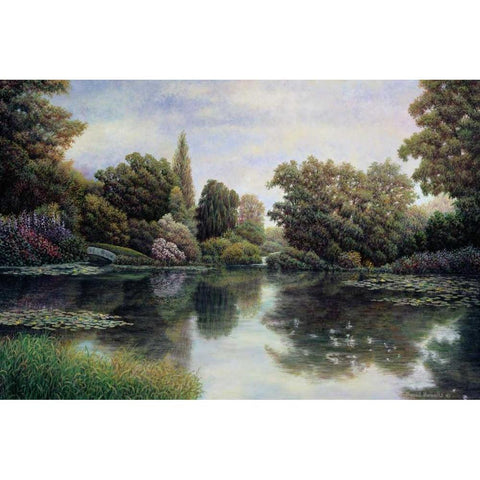 Tranquil Waters Black Modern Wood Framed Art Print with Double Matting by Howells, David