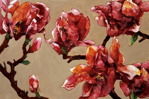 Elegant Magnolia Black Ornate Wood Framed Art Print with Double Matting by Kamikura, Joyce