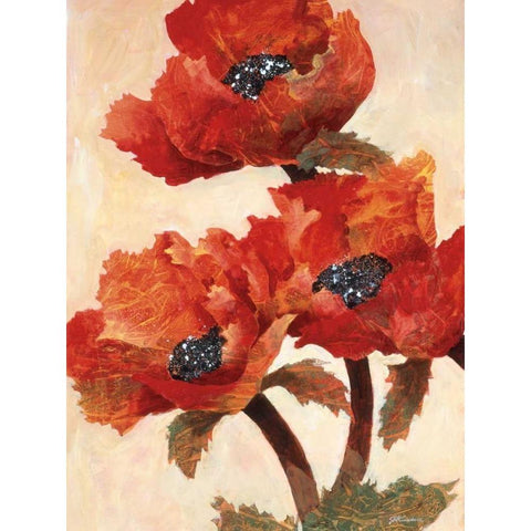 Poppies I Black Modern Wood Framed Art Print by Kamikura, Joyce