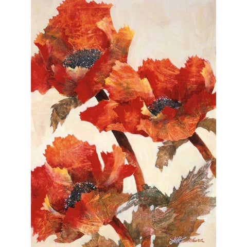 Poppies II Gold Ornate Wood Framed Art Print with Double Matting by Kamikura, Joyce