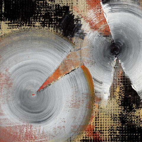 Circle Abstract I Black Ornate Wood Framed Art Print with Double Matting by Li-Leger, Noah