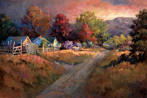 Rural Vista I Black Ornate Wood Framed Art Print with Double Matting by Lund, Nancy