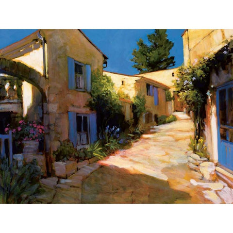 Village in Provence Gold Ornate Wood Framed Art Print with Double Matting by Craig, Philip