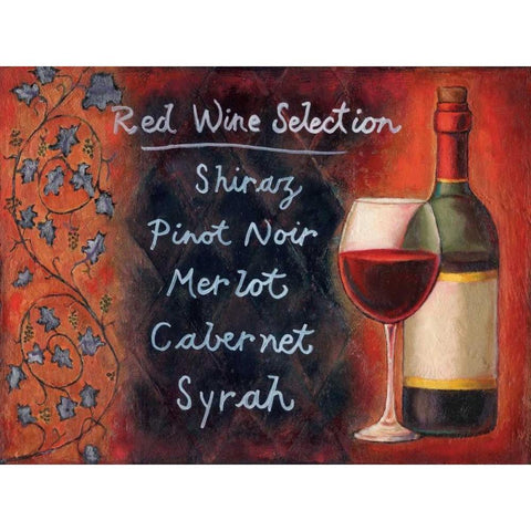 Red Wine Selection Black Modern Wood Framed Art Print by Rafuse, Will