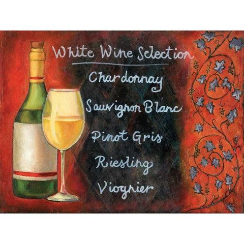 White Wine Selection Black Modern Wood Framed Art Print with Double Matting by Rafuse, Will