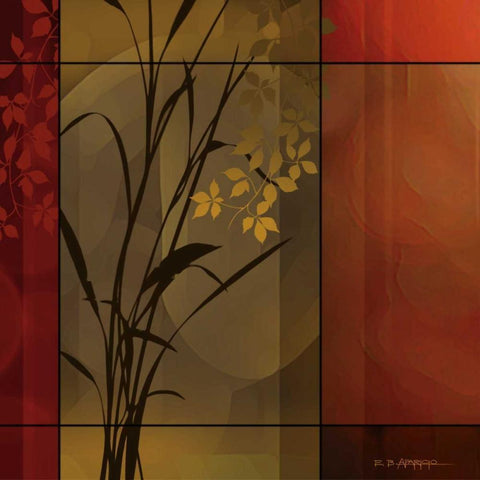 Floral Warmth Black Modern Wood Framed Art Print with Double Matting by Aparicio, Edward